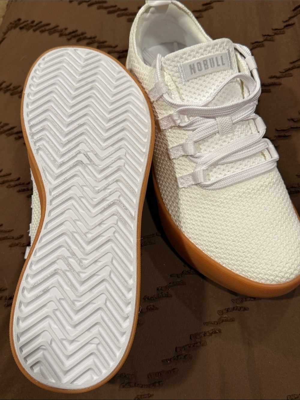 NOBULL White Knit Slip-On Sneakers with Orange Sole - Picture 5 of 5